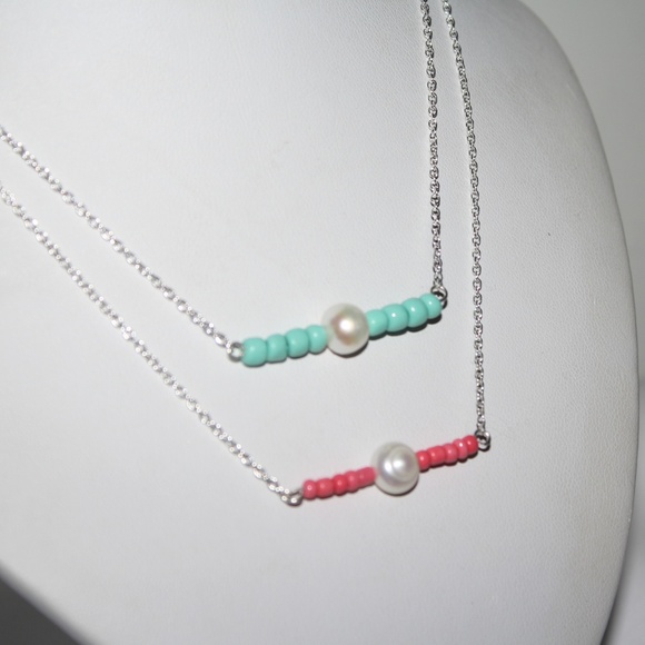 Natural Pearl and Coral Modern Necklace NWOT - Picture 4 of 5